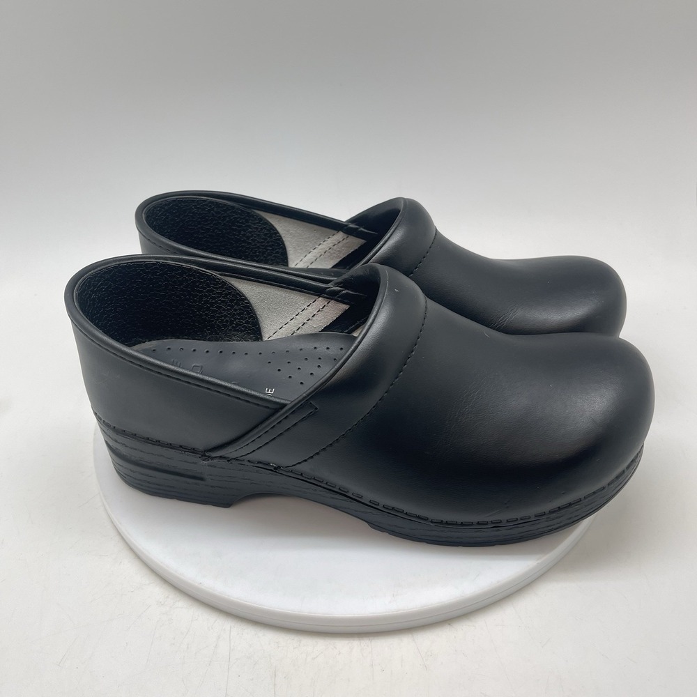 Dansko Clogs Womens 42 EU US 11-11.5 Wide Smooth Leather Nursing Black Slip Ons